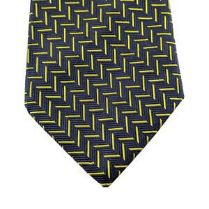 Vintage Brooks Brothers Makers Tie Silk Jacquard Geometric Preppy Navy Citron